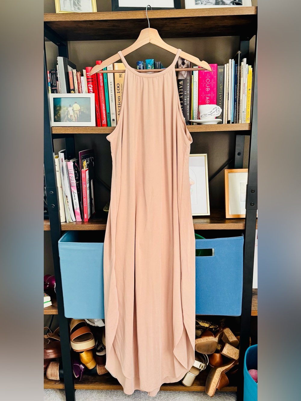 Double Zero Tan Halter Scoop Back Maxi Dress Size M NWT